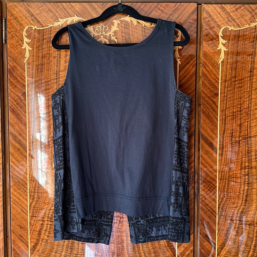 Madewell Tank Top Black Navy Embroidered Back XS